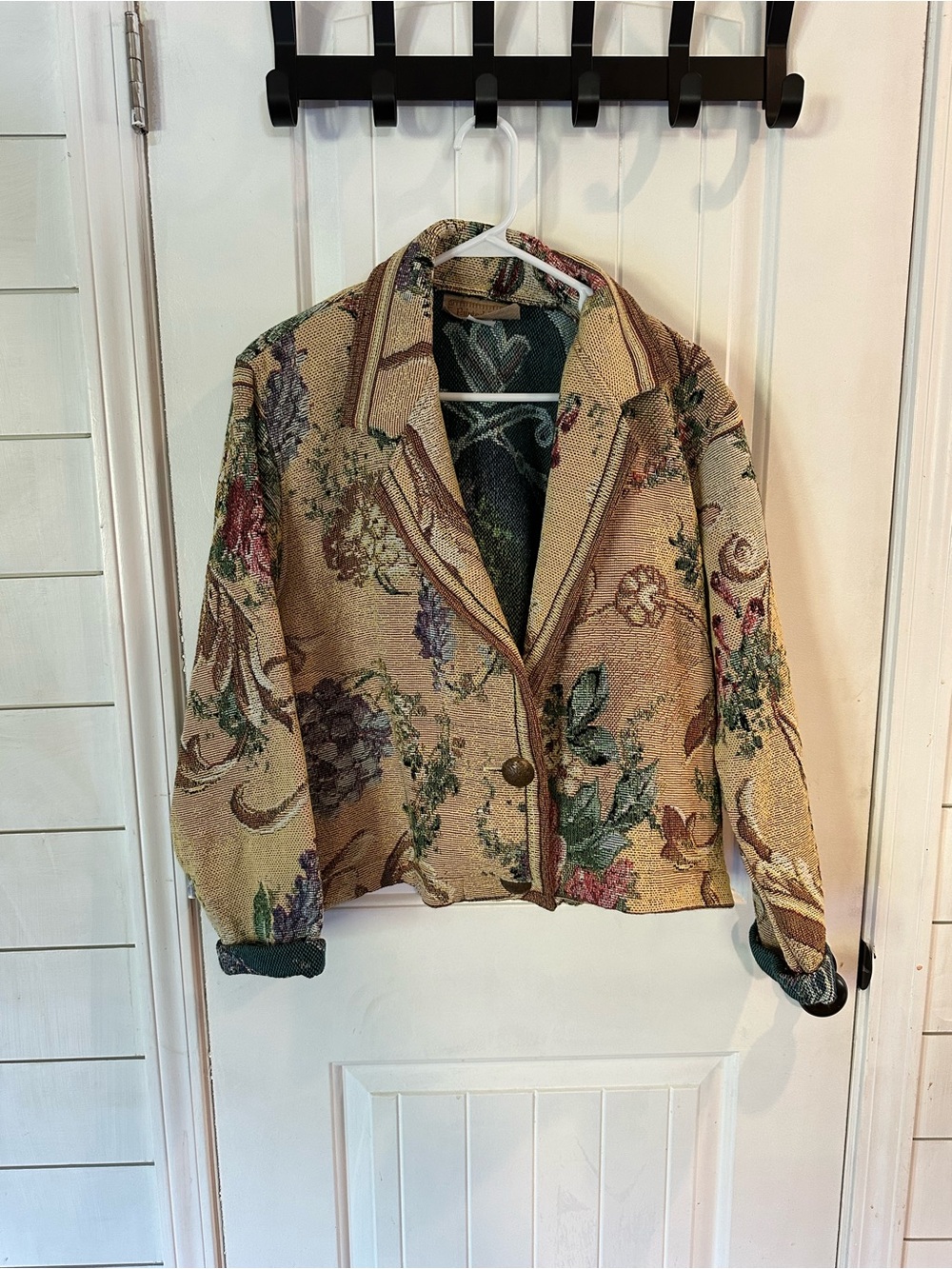 Vintage painted pony Floral Tapestry Jacket - Beige cropped